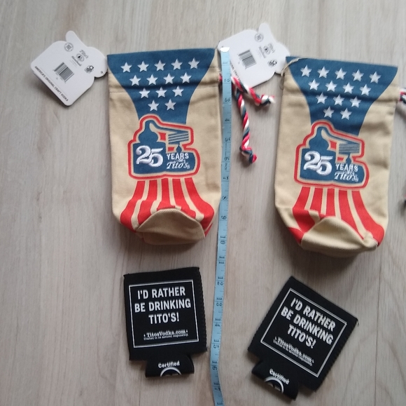 NEW Tito's Vodka 25th Anniversary Canvas Gift Bags (2) and Beverage Koozies (2) - Picture 3 of 3